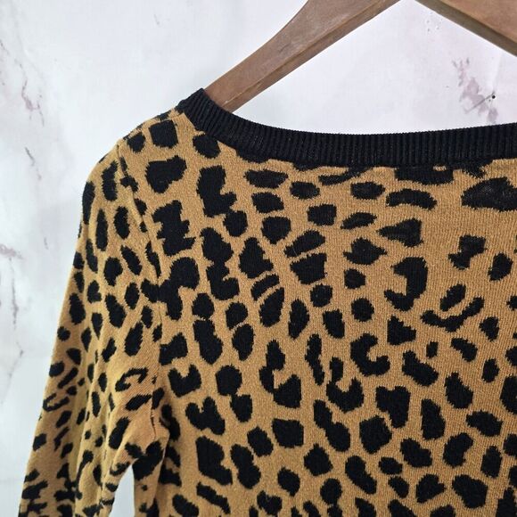 Talbots Sweater Womens Small P Brown Leopard Cheetah Animal Petite - Picture 6 of 10